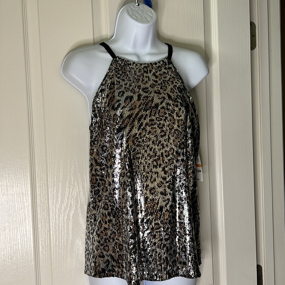 INC Cheetah Sequin Top NWT